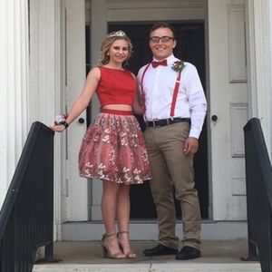 Red two piece homecoming dress